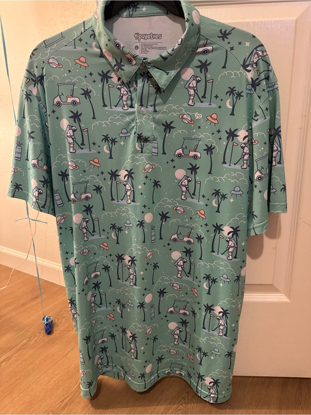 Tipsy Elves Mint Green Golf & Palm-Print Polo